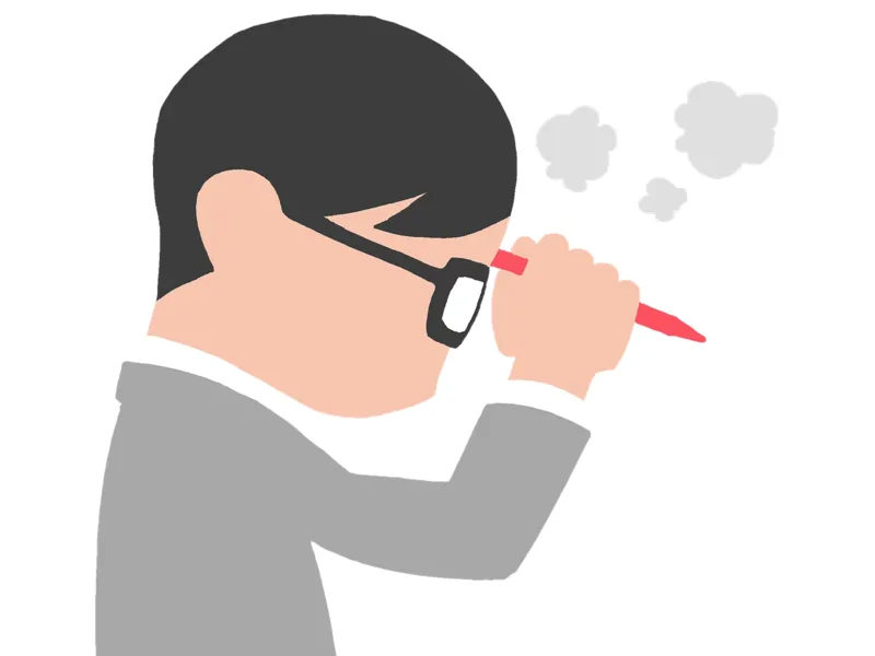 Illustration d'un homme qui mordille son crayon devant sa feuille
